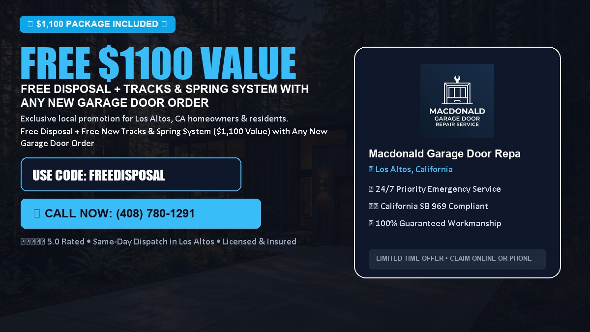 Free Disposal + Free New Tracks & Spring System with Any New Garage Door Order ($1100 Value) in Los Altos, CA